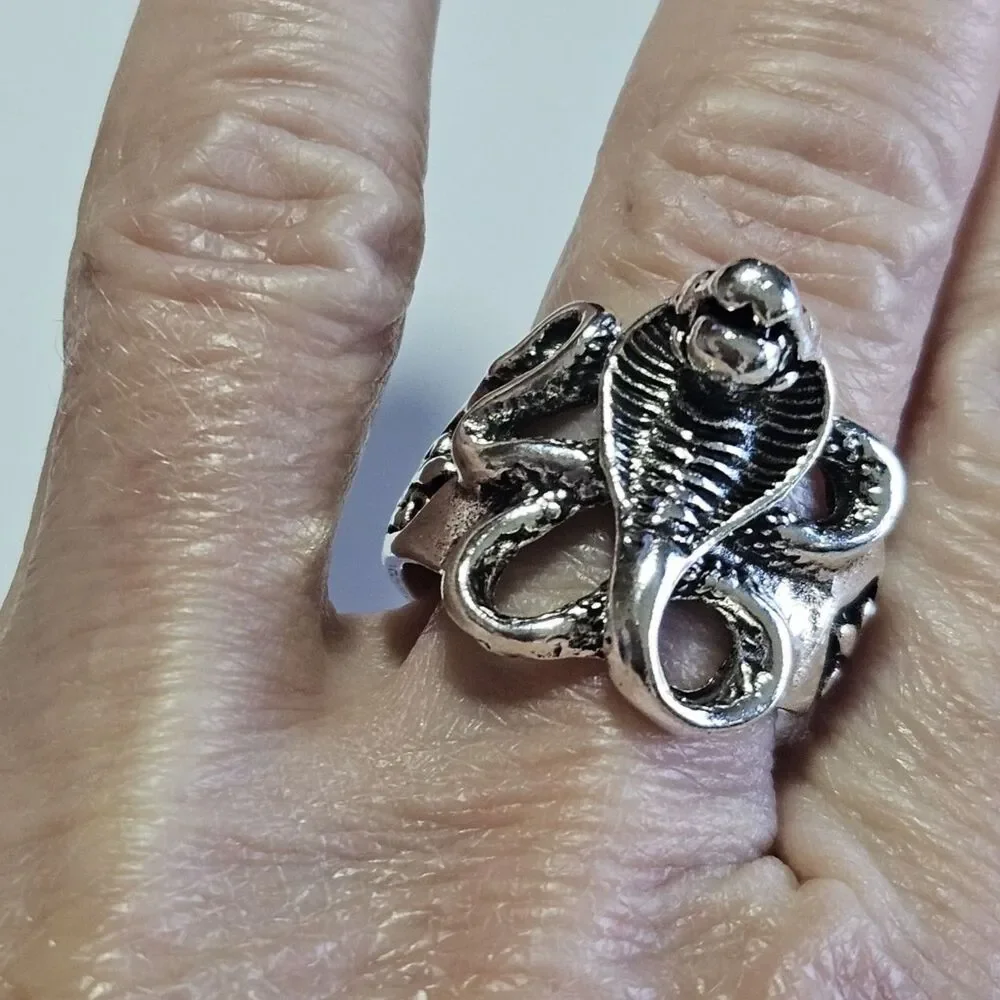 Silver Tone Adjustable Cobra Ring